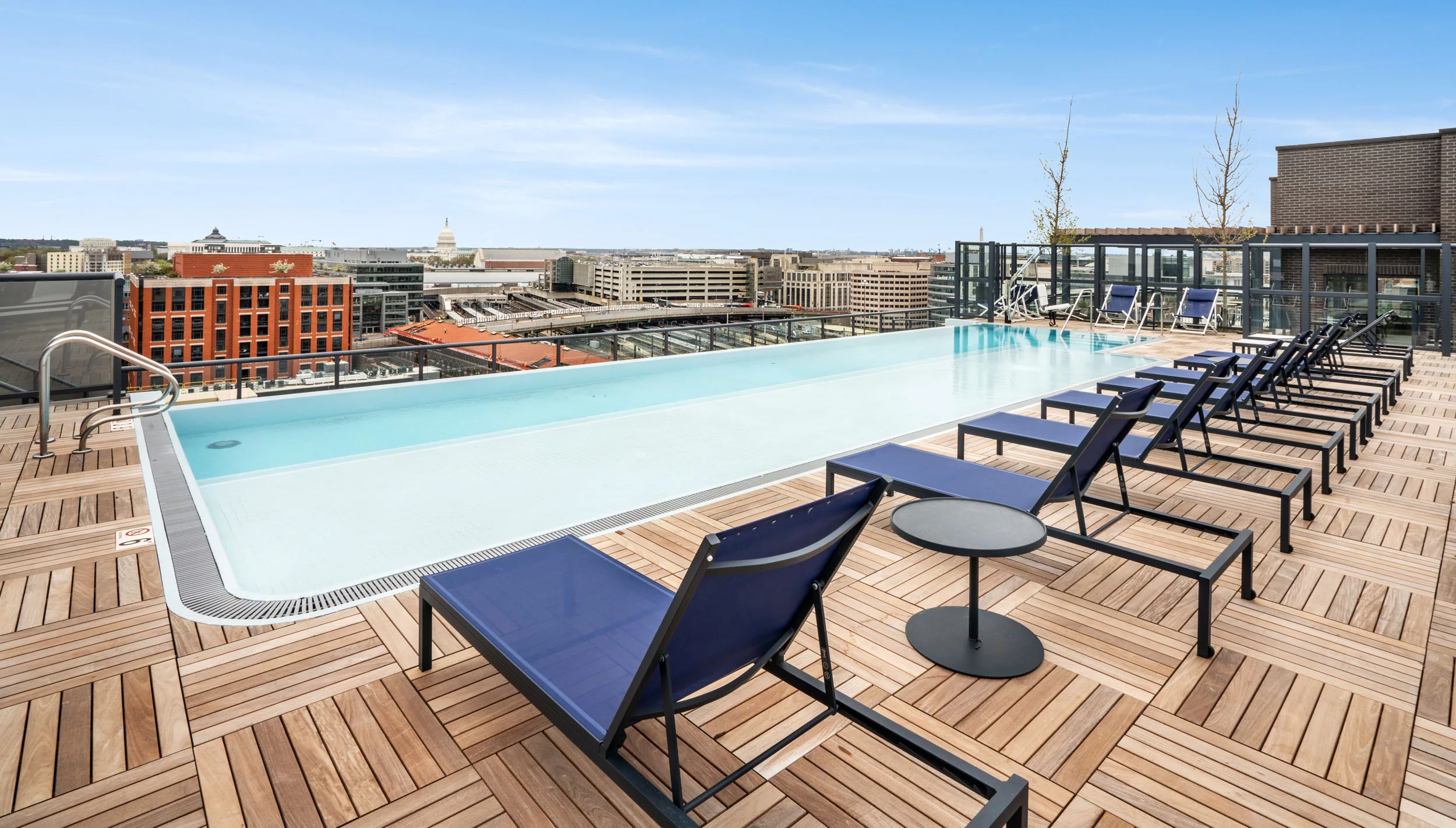 Rooftop at Union Place with infinity pool and views of the DC skyline