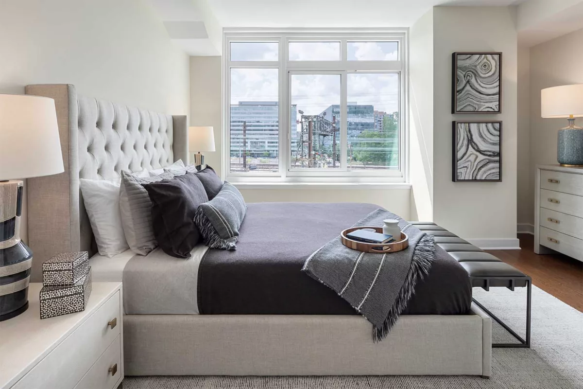 A large bedroom at Union Place that is perfect to come home and unwind.